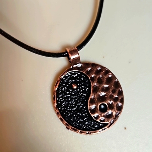 Black and Copper Ying Yang Necklace - Picture 2 of 5
